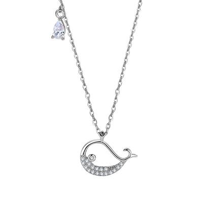 China New Cute Female Creative Fresh Small Animal Girlfriend Clavicle Whale Necklace Luxury Sterling Silver Pendant Light Luxury Chain for sale