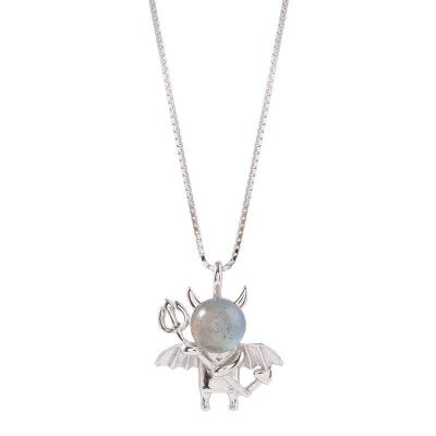 China S925 Sterling Silver Moonstone Little Devil Cute Pendant Necklace Female Light Luxury Necklace for sale