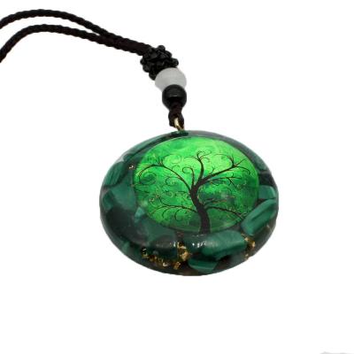 China Hot Sale High Quality Pendant Malachite Seven Chakra Crystal Good Luck Decoration Natural Folk Pendant Epoxy Art Resin from Donghai Ogan for sale