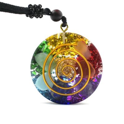 China Hot Selling Natural Lapis Lazuli Pendant Crystal Seven Chakra Gold Foil from Donghai Ogan Pendant for sale