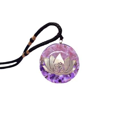 China Donghai Crystal Seven Chakra Epoxy Pendant Lotus Totem Hot Selling Orgonite OM Good Luck Natural Decoration Ornaments Resin for sale