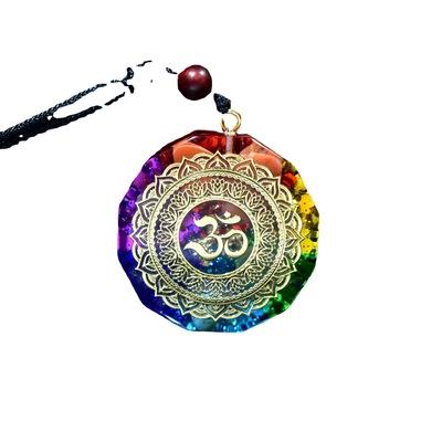 China Stone Healing Orgonite OM Crystal Color Seven Chakra Natural Energy Pendant Wholesale from Donghai for sale