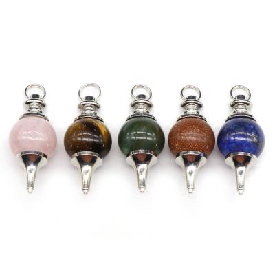 China Without round semi-precious stone crystal agate bead pendulum pendant wholesale for men and women for sale