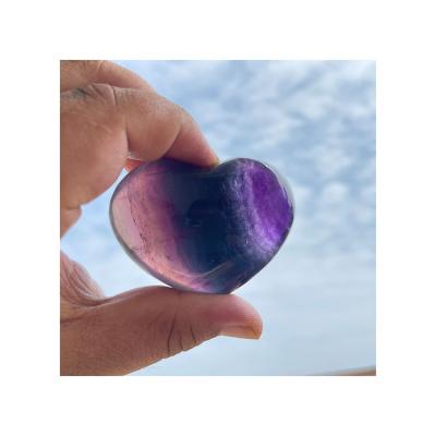 China China Supplier Colorful Heart Shaped Crystals Fluorite Healing Stones Wholesale Bulk Natural Feng Shui Crystal Image Business Gift 0.7 for sale