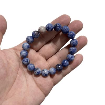 China Wholesale Natural Blue Stone Donghai Dot Crystal 10mm Bracelet Healing for sale