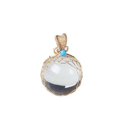 China Lucky Leather Rope Chakra Pendant Necklace Healing Citrine Pendant Bead Stone Crystal Ball Necklace Natural for sale