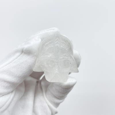 China China Hot Selling Natural Hand Carved Crystal White Dark Knight Crystal Skulls Fengshui Stone Healing for Decoration and Gifts for sale