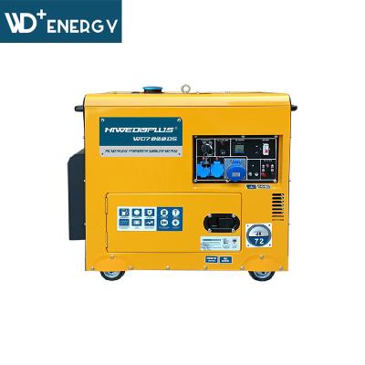 China WD+ 25L Power WD7000DS Single Phase Silent Standby Generator 6.5kVA 230v 50Hz Technical Datasheet WD192F for sale