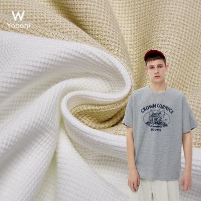 China New Design 230gsm Anti Pill Polyester Cotton Waffle Weave Knit Fabric for sale