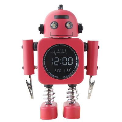 China LUMINOVA Robot Alarm Clock Digital Display Silent Luminous Student Boys and Girls Children's Bedroom Bedside Metal Creative Alarm Clock for sale