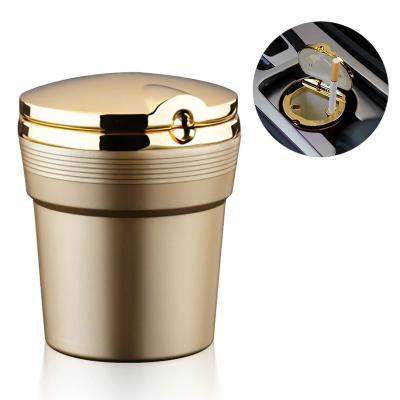 China Custom Eco-Friendly Car Ashtray With LED Light Travel Cleaner Stand Smokeless Ashtray Car Cup Holder With Cover for sale