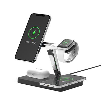 China Hot Selling Wireless Charger Slim Z9A Magnetic QI 15W Amazon Dual Phone Fast 4 in 1 Wireless Charging Station for sale