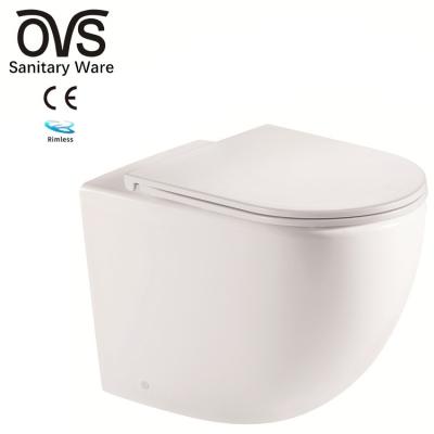 China Dual-Flush OVS CE Europe Wc Sanitary Ware Toilet P-Trap 180Mm Bathroom Gravity Flushing Floor Standing Back To Wall Toilet for sale