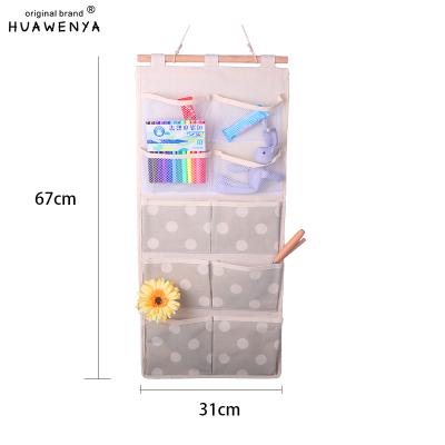 China Five Pocket Sustainable Customizable Hanging Bag Cotton And Wall Mounted Canvas Storage Bag Behind The Door for sale