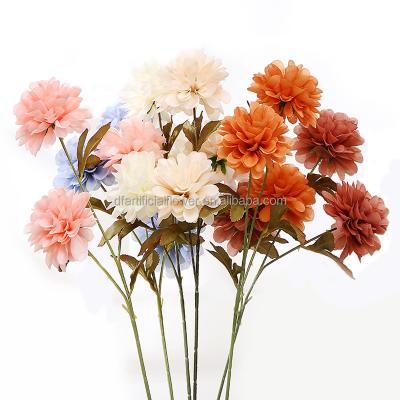 China 3 Heads European K109 Real Touch Single High Quality Artificial Flower Silk Dahlia Home Wedding Party Decoration Multi Color for sale