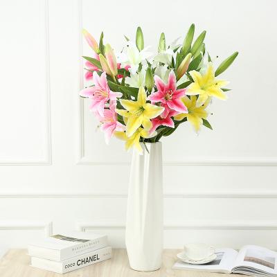 China Wholesale Natural Real Lily Artificial Silk Lily Touch K11 Touch Floral Bouquet Plastic Home Decoration Gift for sale