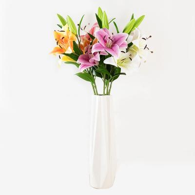 China F81lily Durable Artificial Flowers 3D Printing 3 Real Touch Lilies Floral Bouquet Party Table Centerpieces Home Decoration for sale