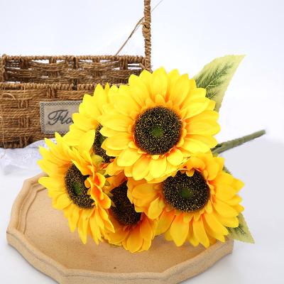 China K47 Beautiful Colorful Artificial Flower Thanksgiving DIY Sunflower Branch Home Decoration Vase Flower Arrangement Accessories Large for sale