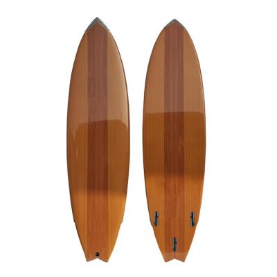 China Unisex Wood Veneer Epoxy Surfboards Made In China Wood Fish Tail Surf Board for sale