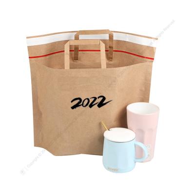 China Wholesale Biodegradable Recycled Take Away Clothing Brown Packaging Paper Bag With Flat Handles for sale