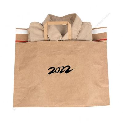 China Logo Clothes Paper Envelope Packaging Custom Biodegradable Recycled Brown Kraft Paper Pouch With Handle for sale