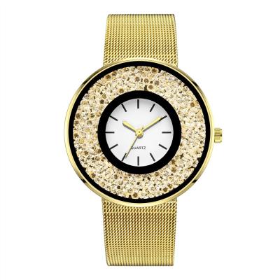 China Simple fashion women diamond alloy mesh belt luxury ladies watch simple quicksand ball mesh belt quartz watch reloj for sale