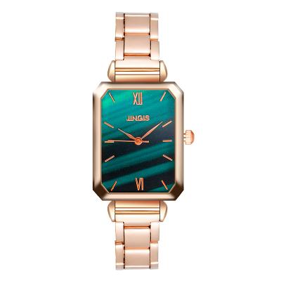 China New fashion trend luminous popular women's watch two color mirror rose gold alloy belt quartz steel watch for sale