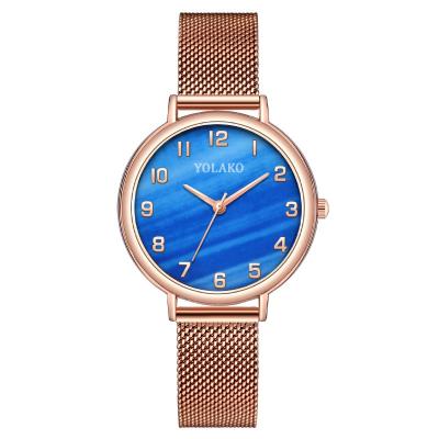 China Luminous popular luxury female color quartz watch female fashion alloy mesh belt fashion sky ladies wrist digital starry goods for sale