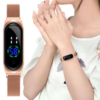 China Hot New MI4 Women's Simple Rectangular Touch Screen LED Watch With Magnet Strap Electronic Watch for sale