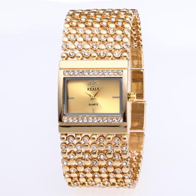 China Large European and American square diamond dial ladies quartz watch leisure stainless steel luminous popular gift watch for sale