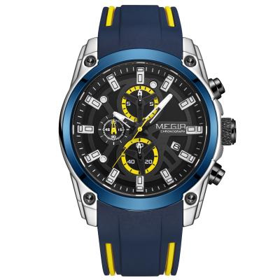 China MEGIR Full Calendar Men's Luxury Quartz Silica Gel Sport Quartz Multifunction Sport Watch reloj 2144 for sale