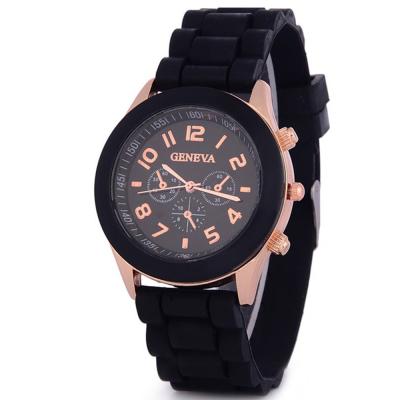 China Fashion \ New Style Jelly Children Watch Three Circles Display Strap Silicone Strap Luxury Candy Color Unisex Dress Geneva Watch for sale