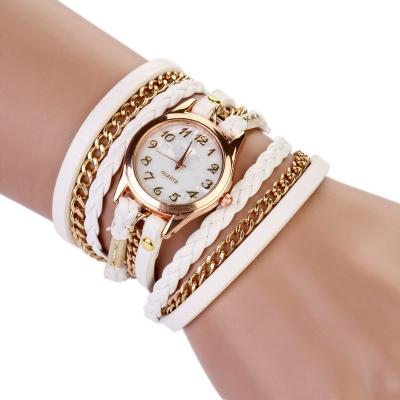 China Popular simple male and female gold simple chain winding bracelets watch female students fashion trend three circle circle quartz bracelets watch for sale