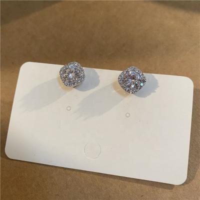 China 925 Trendy Simple Trendy Silver Needle Inlay Zircon Stud Shiny Earrings For Wedding for sale