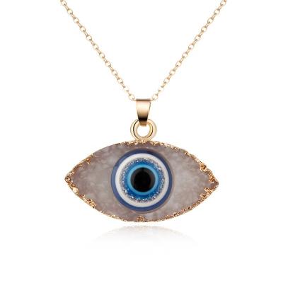 China Fashion Trendy Wholesale Cheap Gold Plated Imitation Black Resin Evil Eye Pendant Necklace Set For Women Accessories for sale