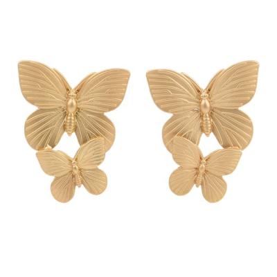 China New Trendy 2020 Trends Fashion Gold Plated Exaggerate Metal Butterfly Alloy Design Stud Earrings For Women Jewelry for sale