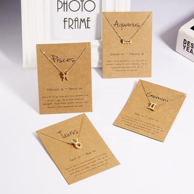 China Wholesale Cheap FASHIONABLE Alloy Gold Color Plated 12 Constellation Zodiac Sign Symbol With Maps Pendant Necklace For Women Jewelry for sale