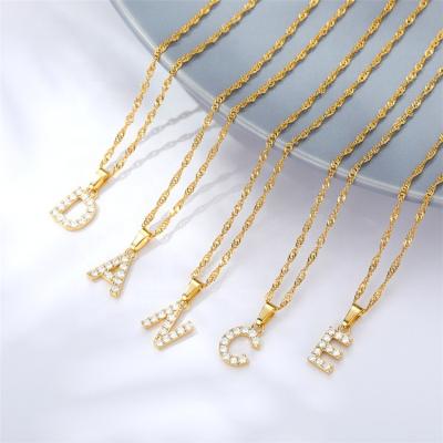 China Vintage Fashion Initial Design TRENDY Zircon Stainless Steel Brass Micro Gold Plated Necklace Pendant Jewelry Real for sale