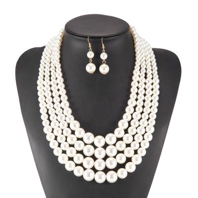 China Wholesale African Classic Handmade Colorful Pearl Jewelry BOHEMIA Women Pendant Necklace And Earrings Set For Wedding for sale