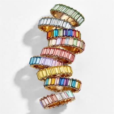 China Wholesale TRENDY New Product Alloy Gold Plated Inlay Fashion Rainbow Zircon Rings For Women Accessories for sale