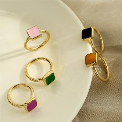 China Fashion TROPICAL Elegant Brass Gold Plated Colorful Enamel Printed Charming Women Rings For Summer Jewelry for sale