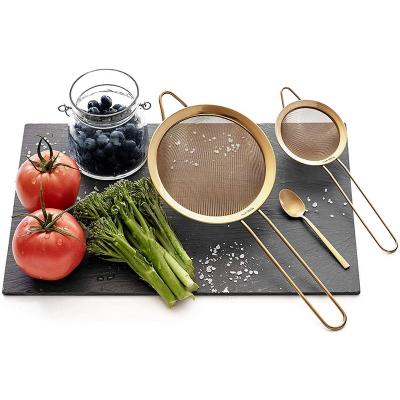 China Sustainable Stainless Steel Kitchen Utensils Set Kitchen Instruments Tools Accessories Sets Rose Gold Strainer for sale