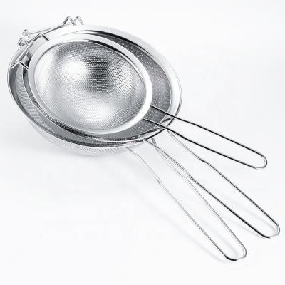 China Sieve Stainless Steel Mesh Strainer Colander Wire Mesh Stainless Steel Viable Flour Sifter Fine Oil Filter Sieve With Handle for sale