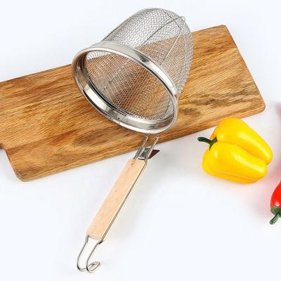 China Viable Stainless Steel Mesh Spider Food Dumpling Noodle Sieve Basket for sale