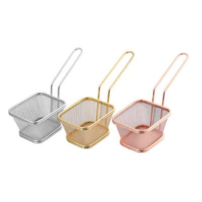 China Long Viable French Fries Stainless Steel Fried Net Table Fried French Fry Net Elongated Strainer Drain Oil Basket for sale