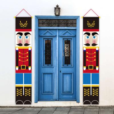 China Cheap 100D Polyester New Designs Digital Printing Custom Nutcracker Soldier Door Banners for sale