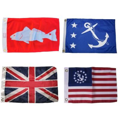 China Factory Made High Quality Fishing Flag Custom Wholesale Logo Boat Steering Wheel Printed Small Boat Flags for sale