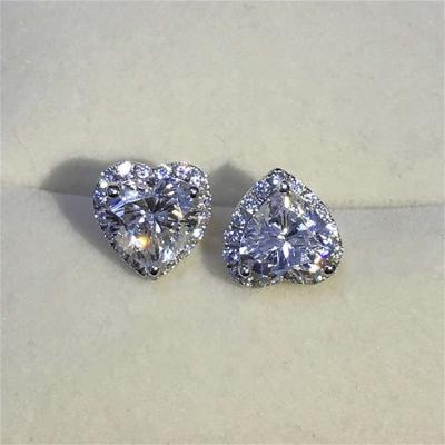 China Heart Shape CLASSIC Crystal Stud Earrings 925 Sterling Silver Hot Sale Design Jewelry For Women 2021 for sale