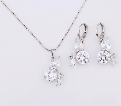 China Silver CZ Trendy White Gemstone Style Fashion Shape Gourd Jewelry Set for sale