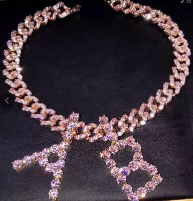 China Custom Hiphop Gold Jewelry Necklace Cuban Link Chains Necklace Rose Gold Necklace for sale